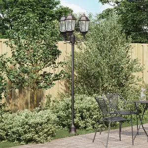 Garden Lamp Post VidaXL 3-Lamp E27 Brown Aluminium 220 cm