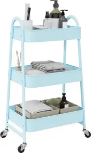 Storage Trolley VidaXL 3-Tier Blue (model 4012384) suitable for household and workshop use