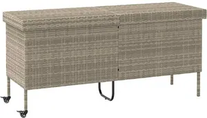 Outdoor Storage Chest VidaXL model 4103835 — grey polyrattan with wheels