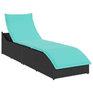 Уличный стул VidaXL 4104228 — полиротанг и сталь, мягкое сиденье, Ш590×Г1000×В560 мм, бирюзовый