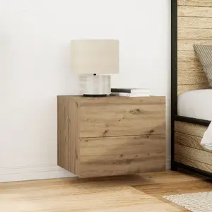Wall-mounted bedside table VidaXL model 863074, artisan oak finish