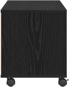 ТВ-тумба VidaXL 861981, чёрная из инженерной древесины, 90x35x35 см, полки для хранения и организация кабелей