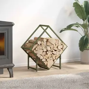 Firewood Rack VidaXL model 864282 olive green — wood storage stand 60x25x60 cm