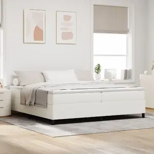 Boxspring gulta VidaXL modelis 3337429 krēmkrāsas korduro audums 200x200 cm