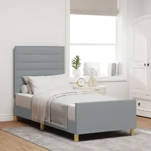 Gulta VidaXL modelis 3344627 Gaisvi pelēka auduma gulta 100x200 cm