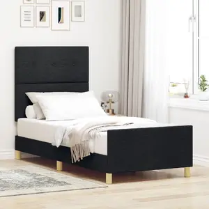 Gulta VidaXL modelis 3344685 melna ar auduma apdari priekš matracim 80x200 cm