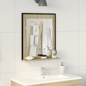 Bathroom mirror VidaXL model 864339 with shelf, Sonoma Oak finish, 50x12x60 cm
