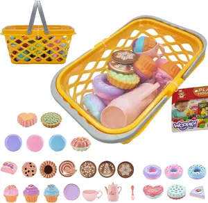 Shopping Basket Play Set Woopie 26-piece tea and sweets set, toy shopping basket by Woopie
