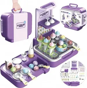 Woopie WOOPIE portable 3-in-1 playset suitcase — ice cream shop, kitchen, retail counter, 62 pieces
