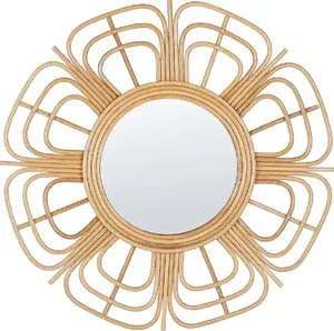 Wall mirror Beliani PASAKU rattan sun 60 cm beige
