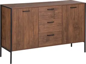 Chest of Drawers Beliani TIFTON in Dark Wood – 3 drawers, storage cabinet, bedroom furniture