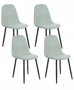 Dining chair set Beliani CRANDALL — set of 4 chairs, light green, upholstered seats, metal legs