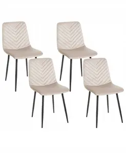 Dining chair set Beliani HAVRE — 4 upholstered velvet chairs, beige, model 518994 Bel
