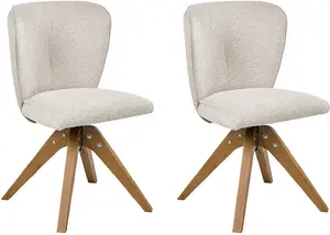 Dining chair set Beliani COSO 2-piece swivel chairs in light beige