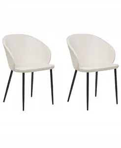 Chair set Beliani MASON — 2-piece, light beige, indoor dining chairs, upholstered seats, metal legs