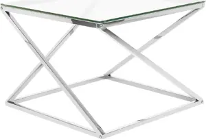 Coffee table Beliani BEVERLY — glass tabletop, silver frame