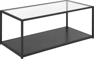 Кофейный стол Shumee MEDORA — черная стеклянная столешница, металлический каркас