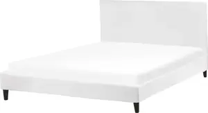 Кровать Beliani FITOU с велюровой обивкой 160 x 200 см белая