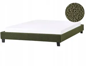 Кровать без изголовья Beliani ROANNE 160 x 200 см Bouclé тёмно-зелёная