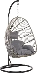 Hanging Chair with Stand Beliani CASOLI rattan gray