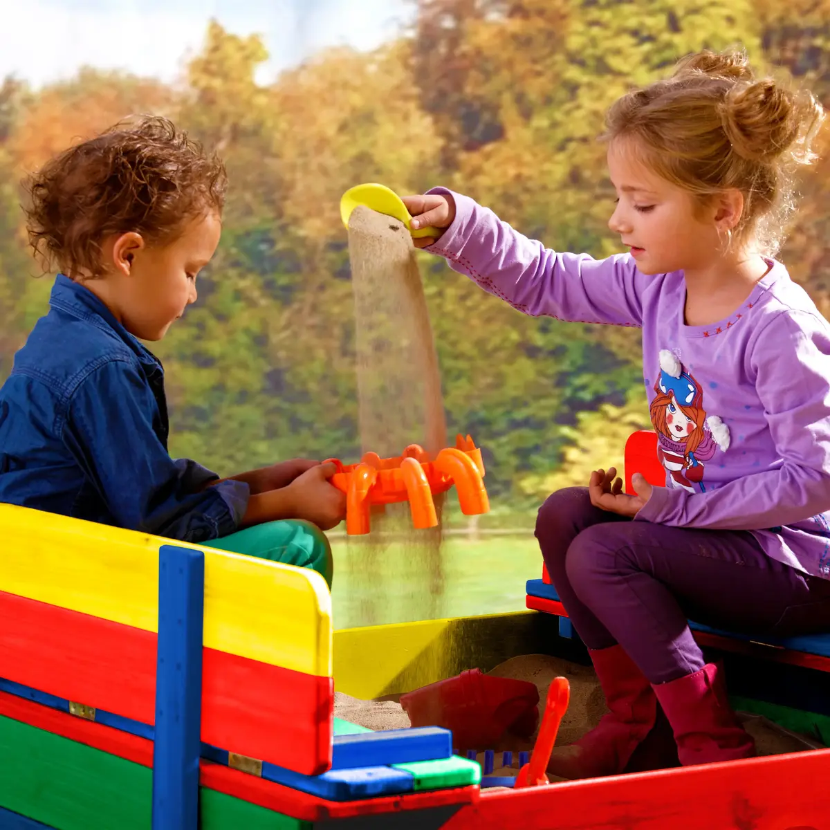 Axi Ella Sandbox Rainbow — деревянная прямоугольная песочница Photo 9
