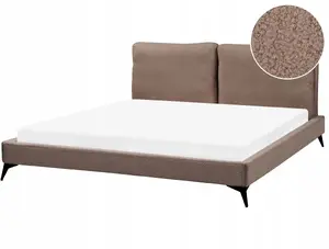 Кровать Beliani MELLE Bouclé 180 x 200 см, двухспальная обитая коричневая