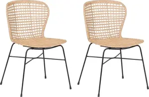 Ēdamistabas krēslu komplekts Beliani ELFROS, 2 gab., rattan efekts, bēšs