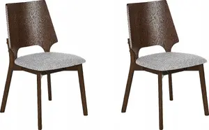 Dining chair set Beliani model 344080 Bel – 2 chairs, dark wood frame with gray upholstery