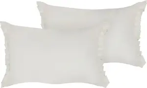 Pillow pair Beliani SASSAFRAS, linen cover, 30 x 45 cm, off-white