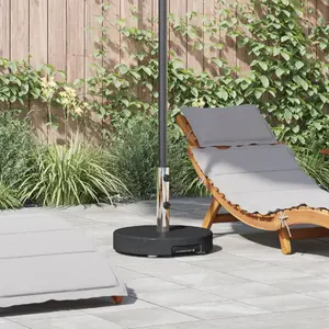 Parasol Base on Wheels with Handle VidaXL, Round, 29 kg, Black-Granite