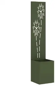 Puķu poda trauks VidaXL ar dekoratīvu paneli, olīvu krāsa — modelis 876367 (32 x 140 cm)