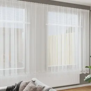 Curtain set VidaXL Firanka Koronkowa with floral lace panels, white, polyester