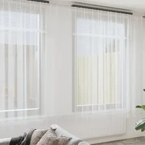 Aizkaru komplekts vidaXL Mežģīnes ar aizkariem Ziedu balts poliesters 900 x 300 cm