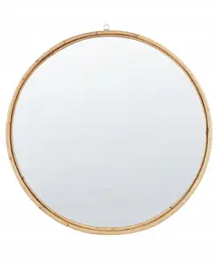 Wall mirror Beliani BARUNG round rattan frame Ø60 cm natural finish