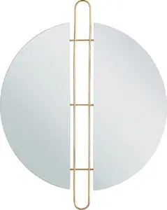 Wall mirror Shumee ATTIN — round metal mirror, 52 cm diameter, gold frame