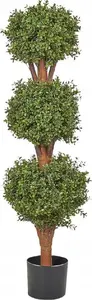 Искусственное растение в горшке Beliani Buxus Ball Tree, высота 120 см, шар из искусственного букса на стволе