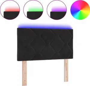 Изголовье с LED VidaXL 3338183 — черный бархат, дизайн в виде алмазных блоков, 80 см