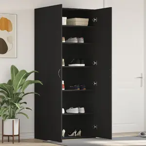 Обувной шкаф VidaXL модель 3333837 черный 80×35,5×180 см