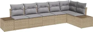 Outdoor sofa set VidaXL 6-piece with cushions, beige, synthetic rattan (polyethylene)