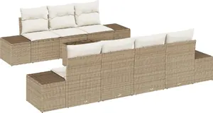 Outdoor sofa set VidaXL 3355640 — 8-piece beige PE rattan with cushions