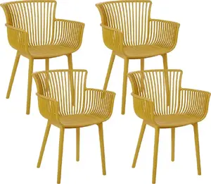 Dining chair set Beliani PESARO — set of 4 yellow fabric chairs, model 320885 Bel