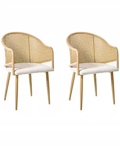 Dining Chair Set Beliani WEIMAR — 2 chairs, metal frame, light brown finish