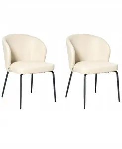 Dining chair set Beliani ZANA, set of 2, light beige, upholstered seats, metal legs