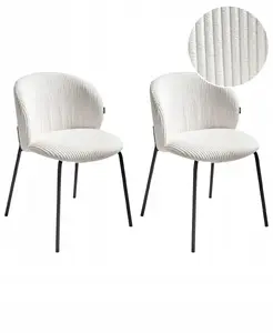 Dining chair set Beliani MILES — 2-piece, corduroy upholstery, off-white