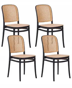 Dining chairs set Beliani PLOSE — set of 4, beige, upholstered seats, metal legs