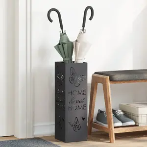 Подставка для зонтов vidaXL 868500 Чёрная металл, средняя, декоративный узор