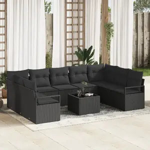Garden sofa set VidaXL 10-piece beige rattan with cushions (polyrattan)