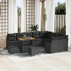 Āra dīvānu komplekts VidaXL 12 daļas melns polirattans (modelis 3362304)