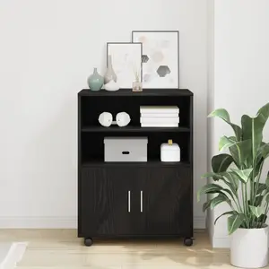 Мобильный шкаф VidaXL модель 869242 Черное Дубовое 60x48x81 см, шкаф на колесах
