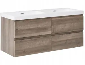 Wall-mounted bathroom cabinet with double sink Beliani VIEDMA 120 cm 52 cm Beige‑grey